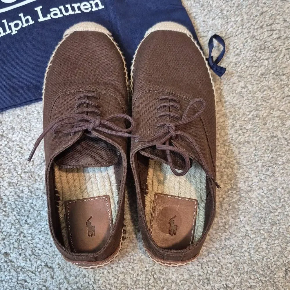 Polo by Ralph Lauren Canvas Lace Up Espadrille Chocolate Size 8